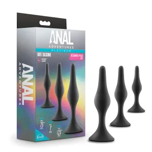 Anal Adventures Platinum Silicone 3-Piece Beginner Plug Kit Black