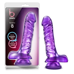 B Yours Basic 8 Realistic 9 in. Dildo with Balls Purple