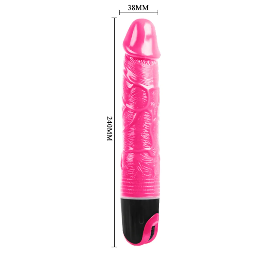 Baile 24cm Realistic Vibrating Dildo Flexible Firm Dong Vibrator Sex Toy