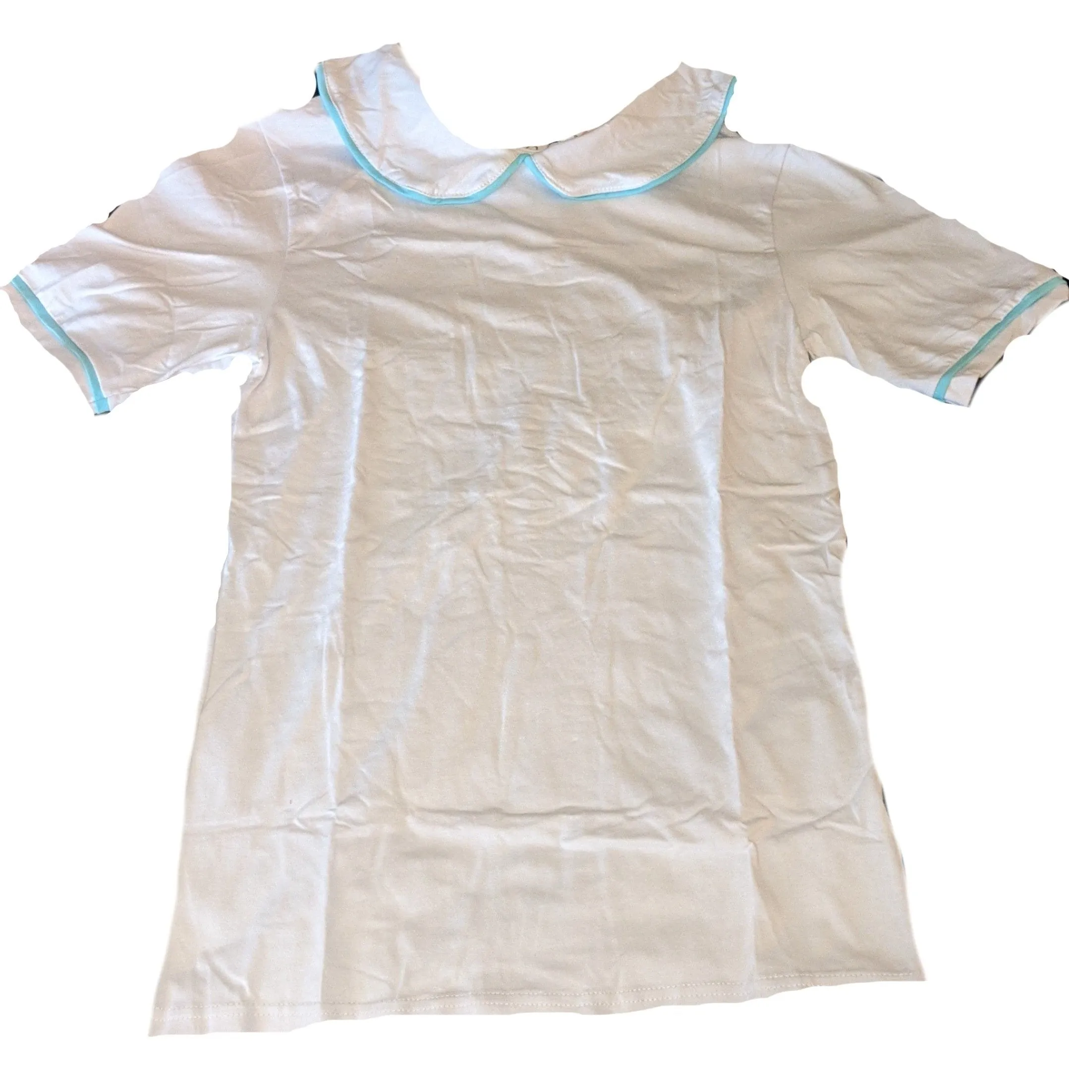 Blue Trim Collared Short Sleeve Shirt