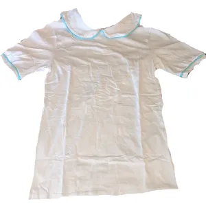 Blue Trim Collared Short Sleeve Shirt