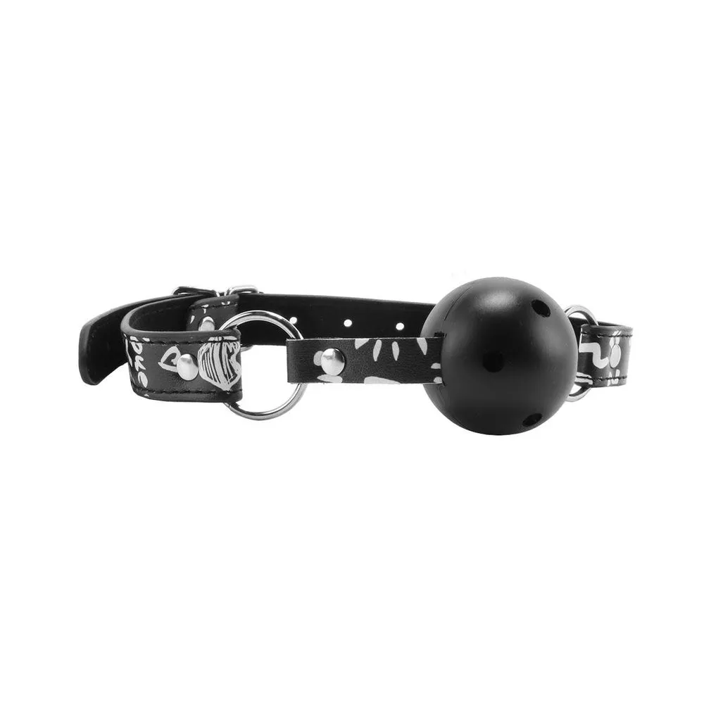 Breathable Ball Gag Love Street Art Fashion Black