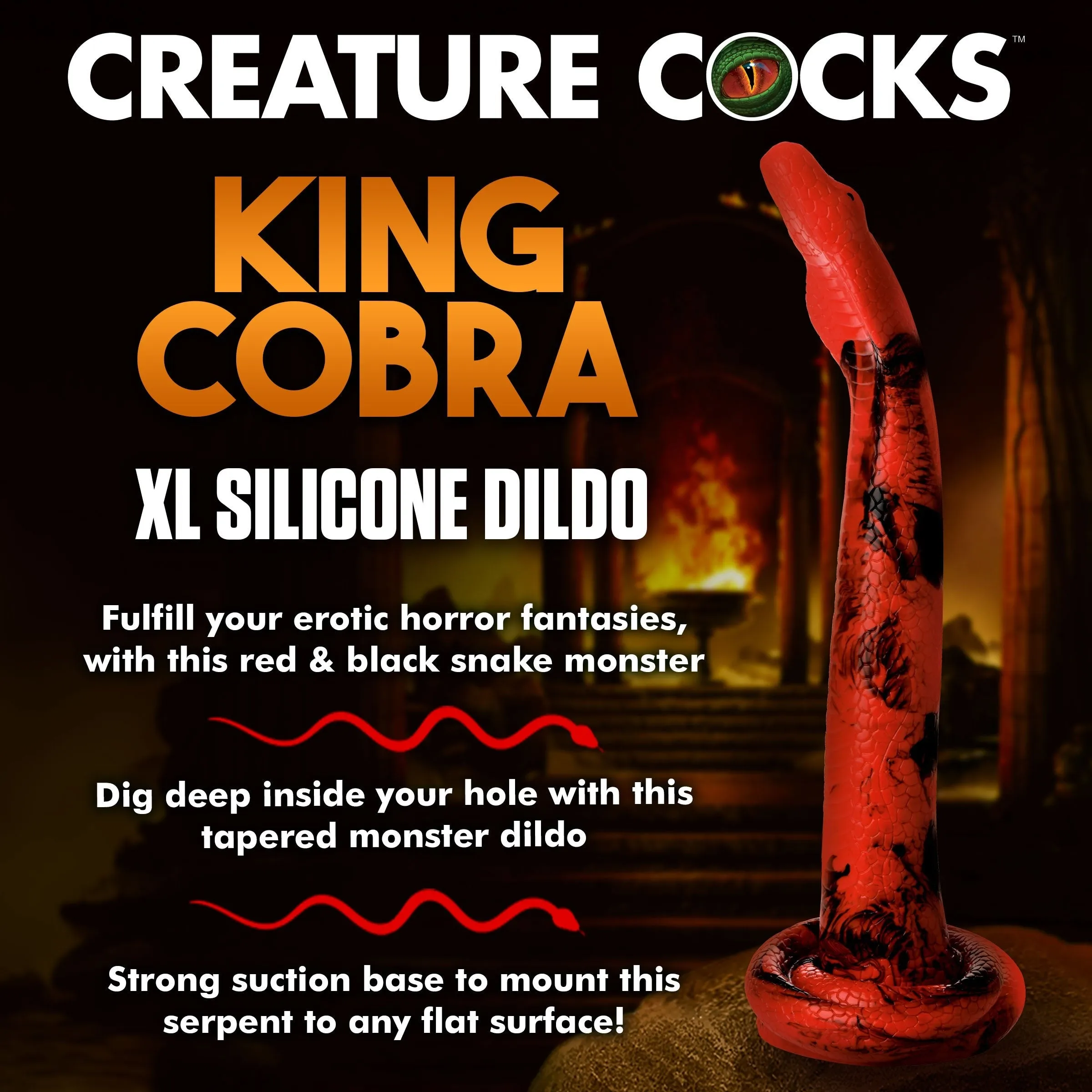 Creature Cocks King Cobra X-Large 18 Silicone XL Dong Anal Snake Dildo Sex Toy