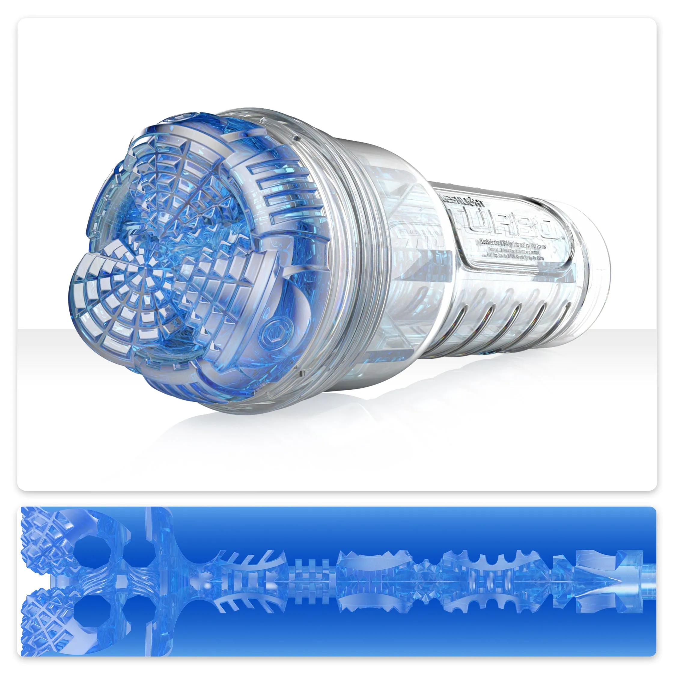 Fleshlight Turbo Core Oral  Sex Manual Masturbator - Blue Ice 3D Textured
