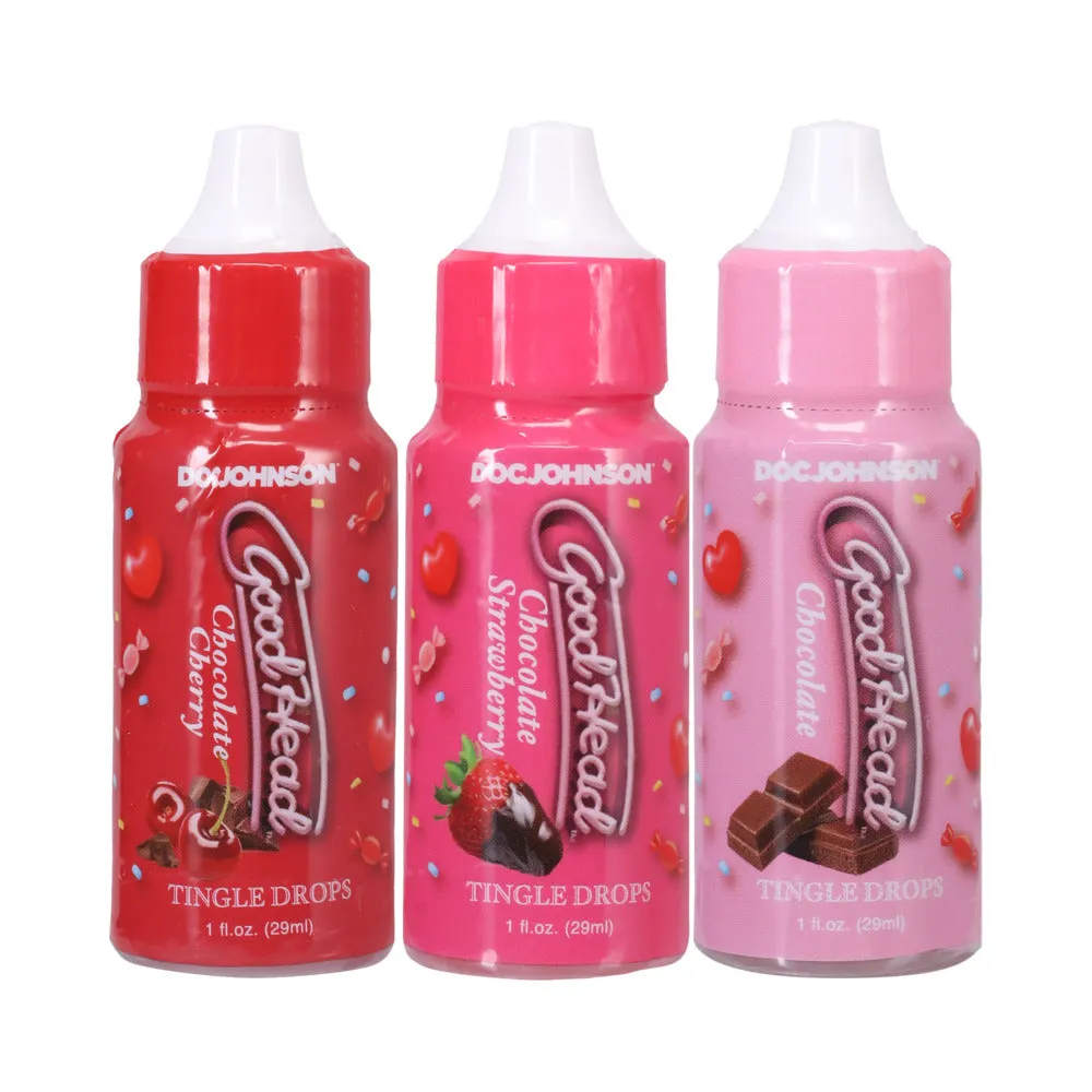Goodhead Tingle Drops Chocolate. Chocolate Cherry. Chocolate Strawberry 3-pack 1 Oz.