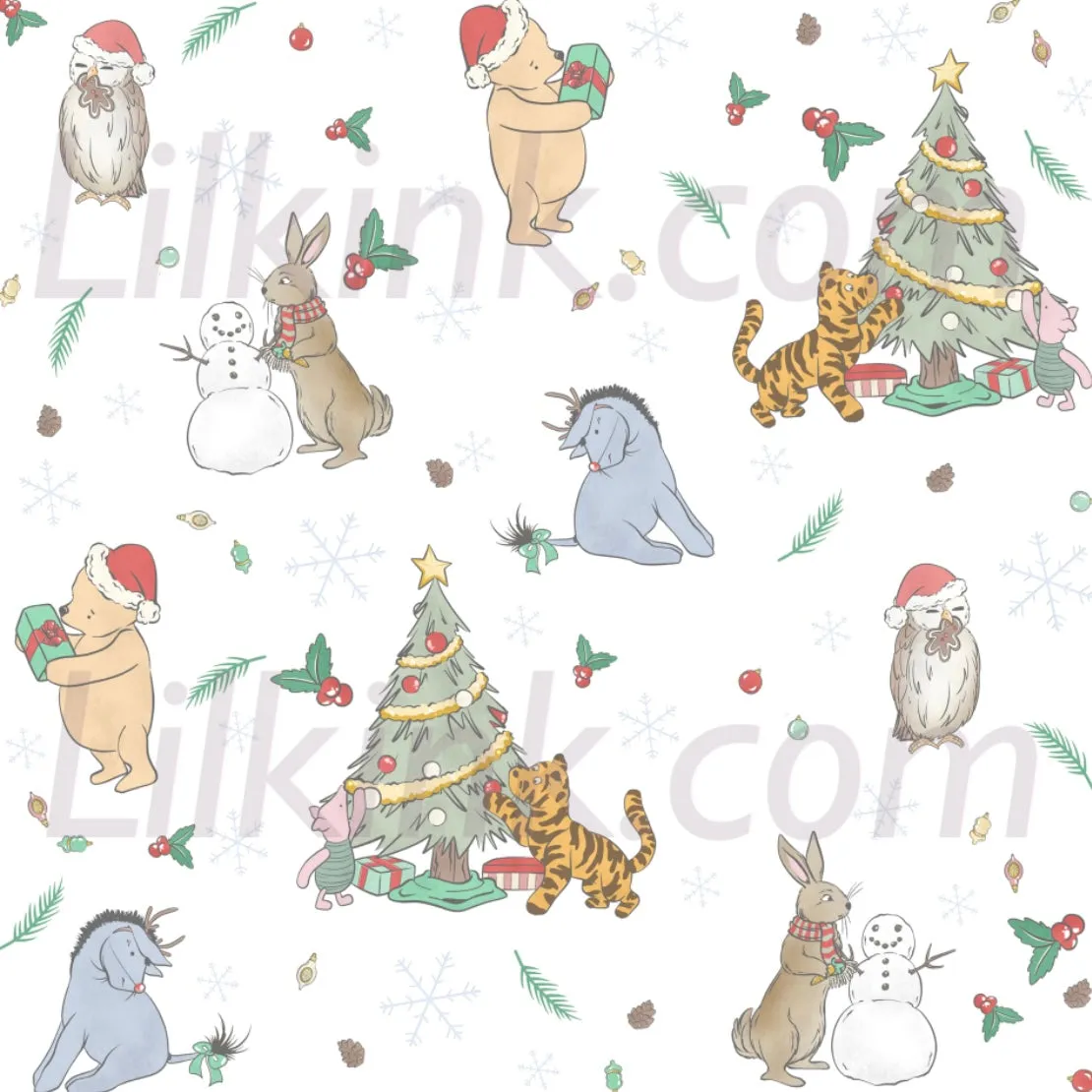Happy Holidays Christmas Little Bear Suspender Skirt Dress