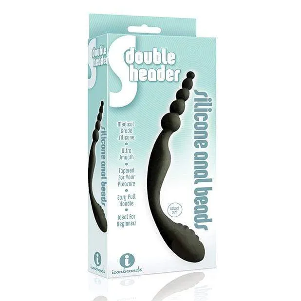 Icon Brands - S Double Header Double Ended Silicone Anal Beads (Black)