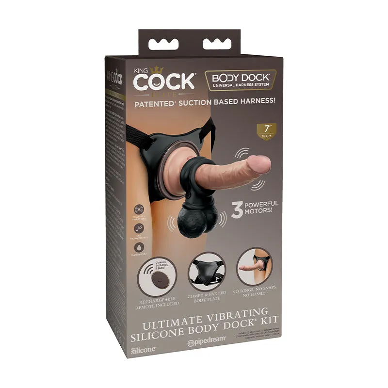 King Cock Elite Ultimate Vibrating Silicone Body Dock Kit