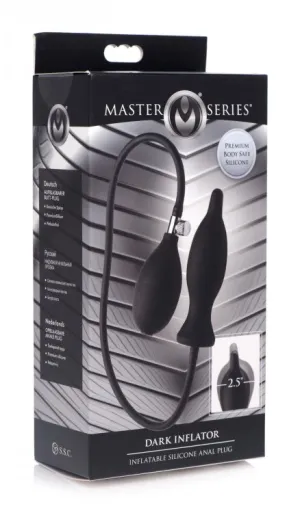 Master Series Dark Inflator Inflatable Silicone Anal Plug - Black