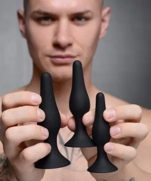 Master Series Triple Tapered Silicone Anal Trainer - Black Set of 3