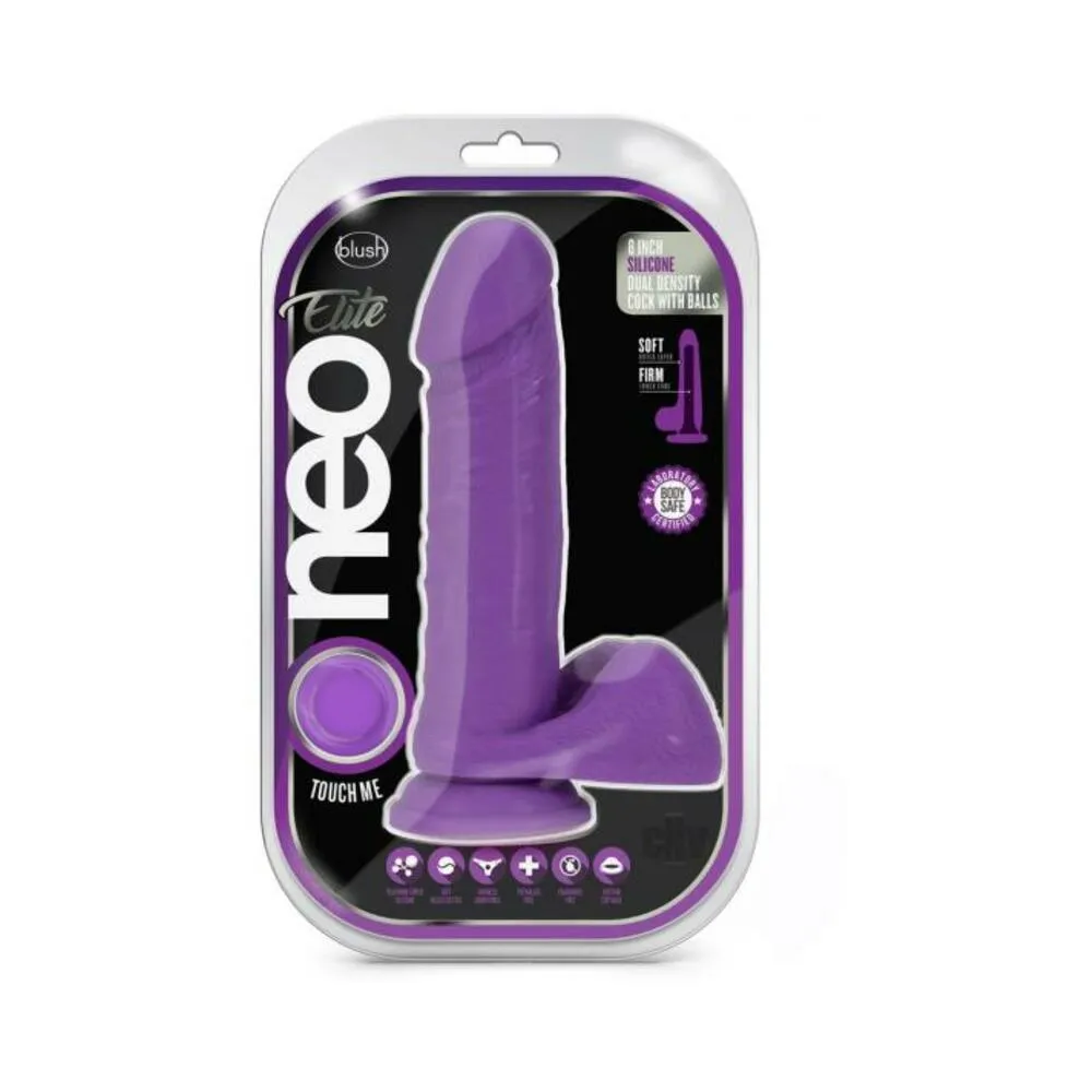 Neo Elite - 8-inch Silicone Dual-density Cock With Balls - Neon Purple