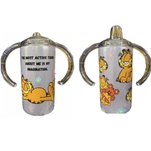 Orange Cartoon Cat 12oz Stainless Steel Sippy Cup