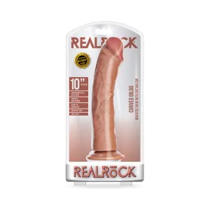 Realrock Curved Realistic Dildo With Suction Cup 10 In. Tan
