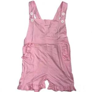 Shortalls Romper with Pockets Pink Cotton
