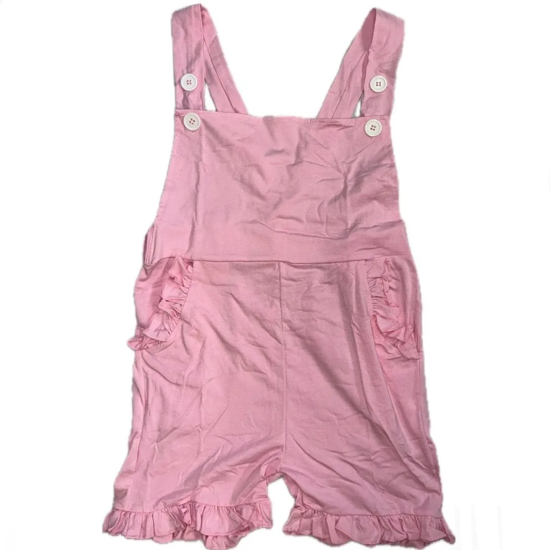 Shortalls Romper with Pockets Pink Cotton
