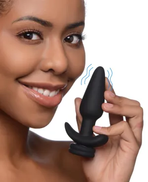 Tailz Snap On Interchangeable 10X Vibrating Silicone Anal Plug w/Remote - Black Small