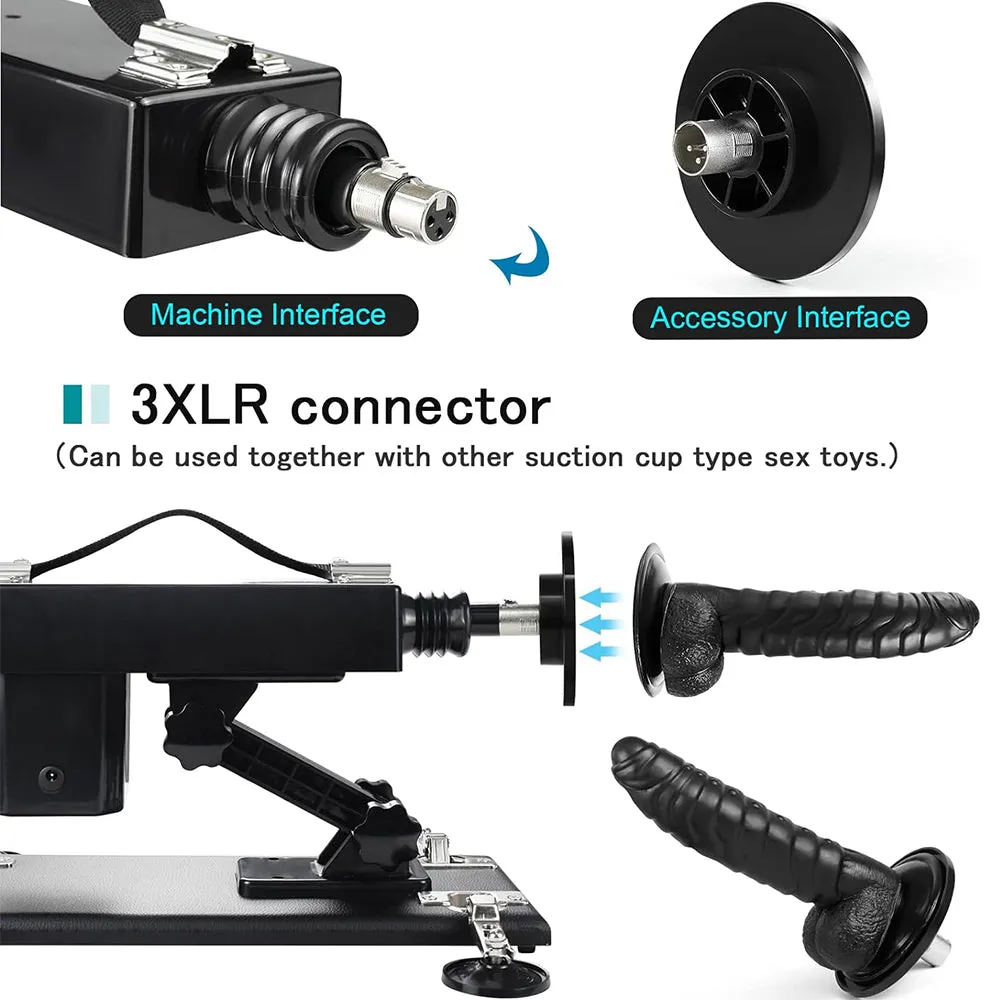 Thrusting 8-Piece Sex Machine Suction & 3XLR Telescopic Dildo Vibrator Sex Toy