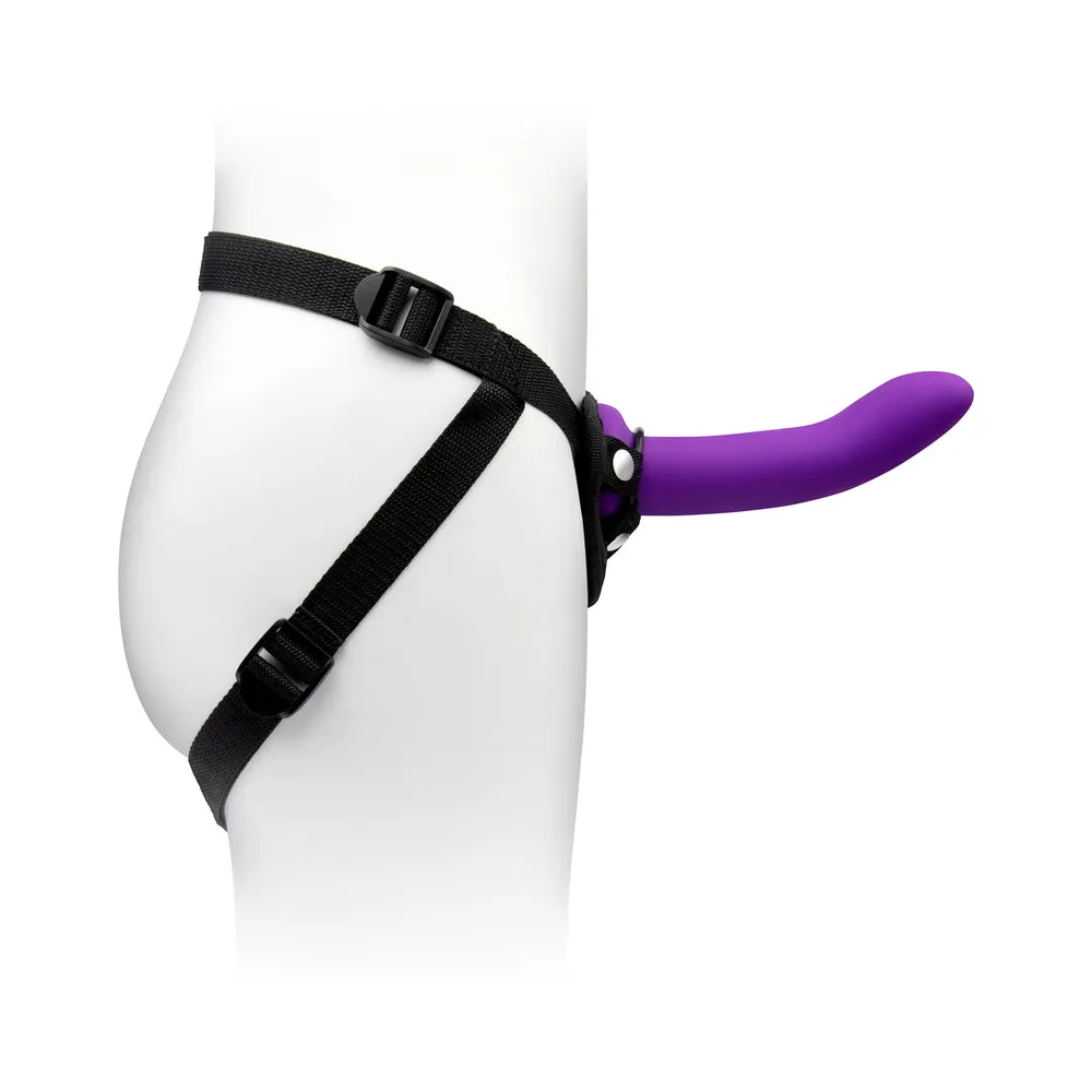Together Duo 2-Piece 5 / 7 in. Silicone Dildo & Harness Set Purple