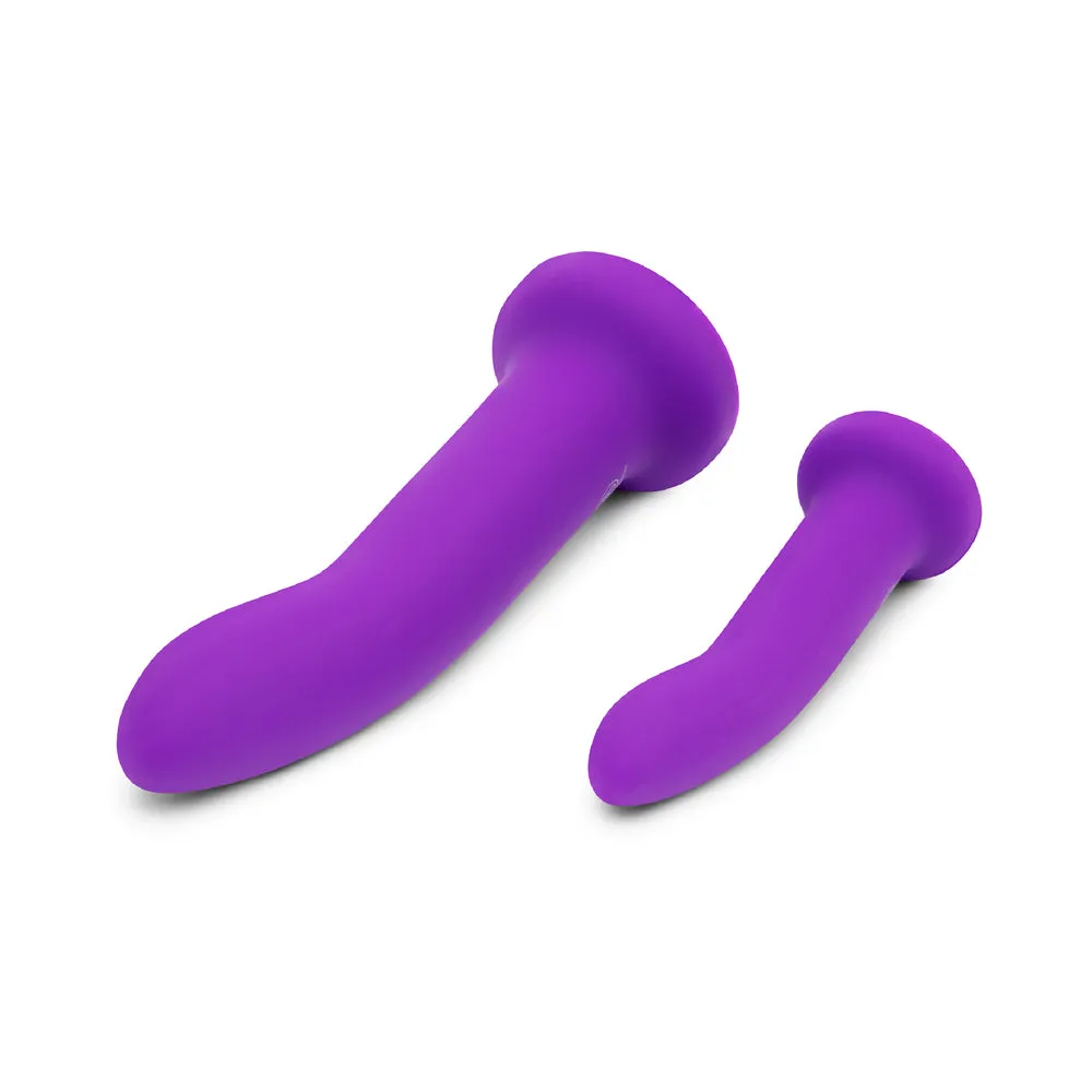 Together Duo 2-Piece 5 / 7 in. Silicone Dildo & Harness Set Purple