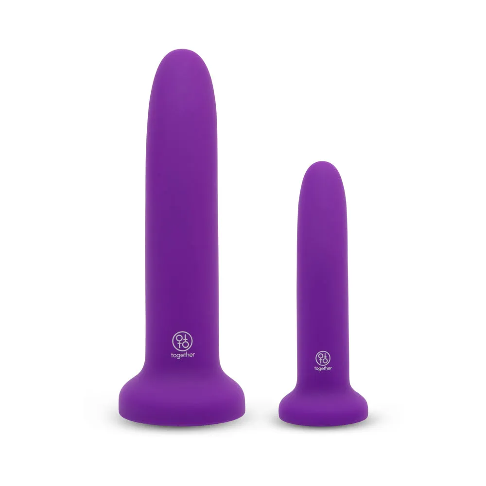 Together Duo 2-Piece 5 / 7 in. Silicone Dildo & Harness Set Purple
