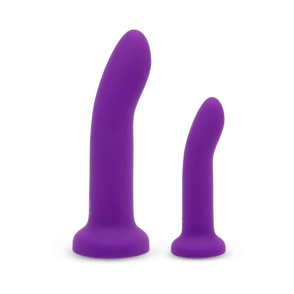 Together Duo 2-Piece 5 / 7 in. Silicone Dildo & Harness Set Purple