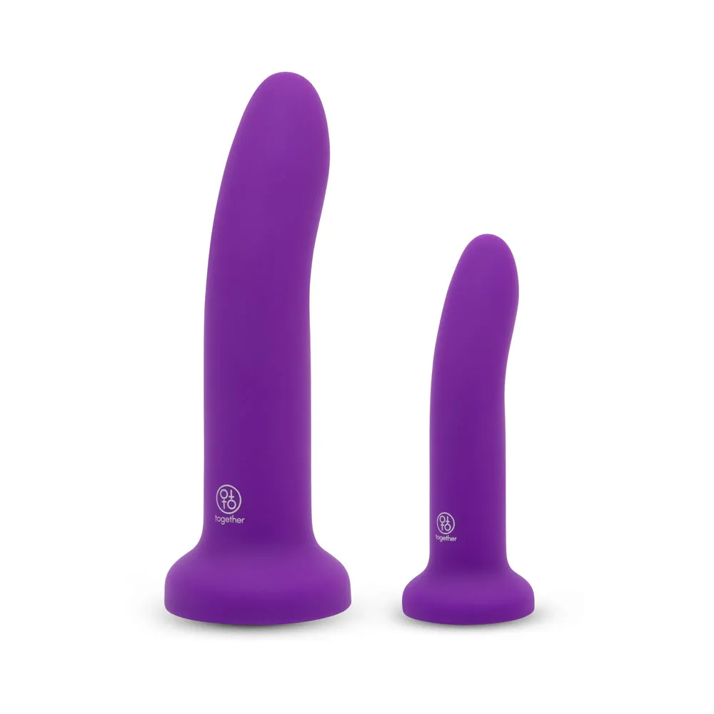 Together Duo 2-Piece 5 / 7 in. Silicone Dildo & Harness Set Purple
