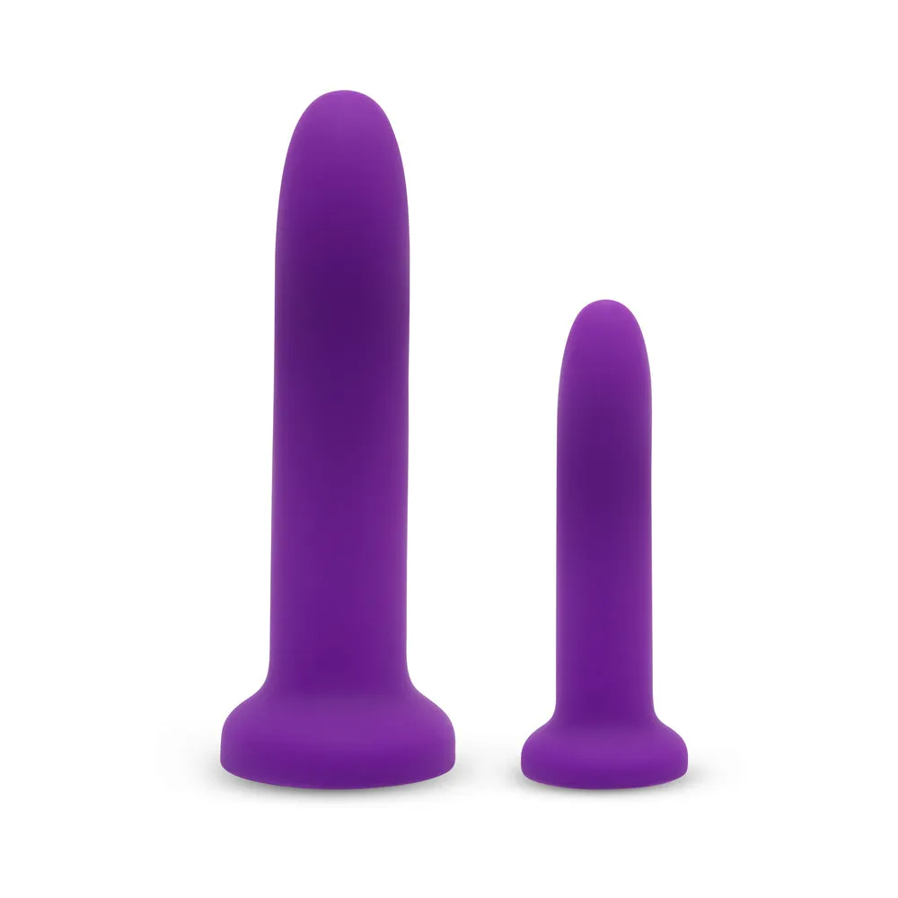 Together Duo 2-Piece 5 / 7 in. Silicone Dildo & Harness Set Purple