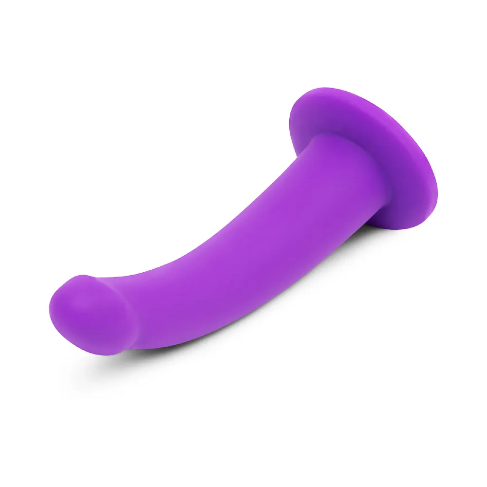 Together Tilt 6.5 in. Silicone Dildo and Harness Set Purple