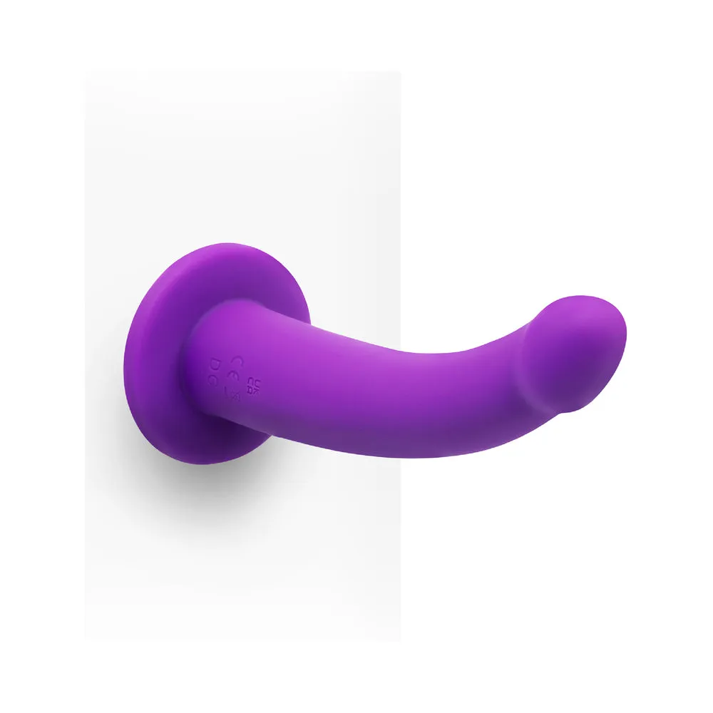 Together Tilt 6.5 in. Silicone Dildo and Harness Set Purple