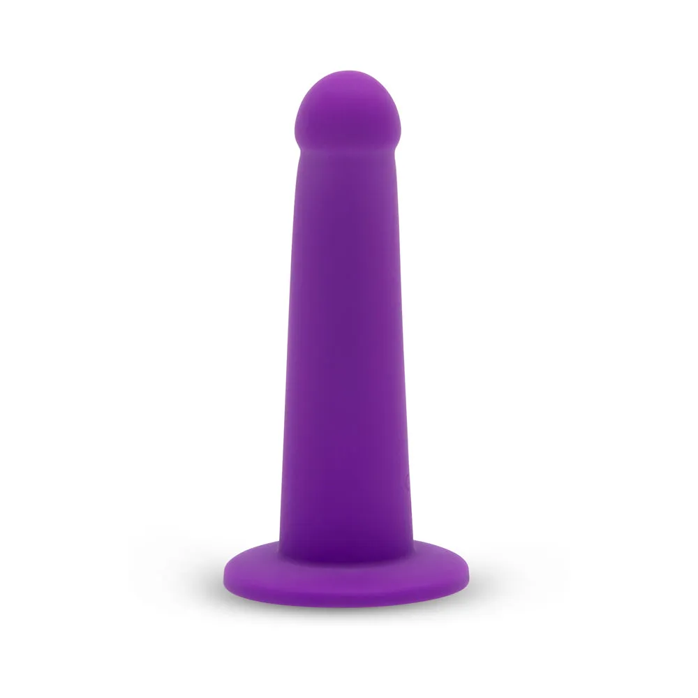 Together Tilt 6.5 in. Silicone Dildo and Harness Set Purple