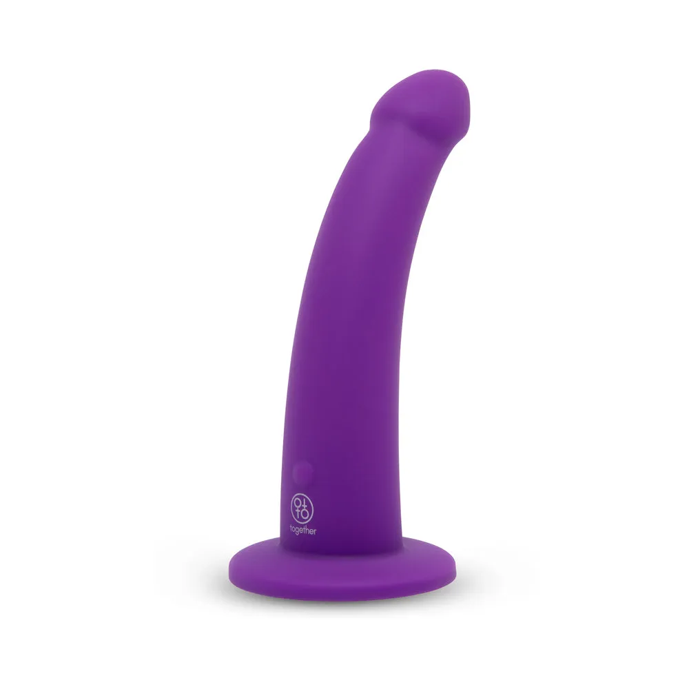 Together Tilt 6.5 in. Silicone Dildo and Harness Set Purple