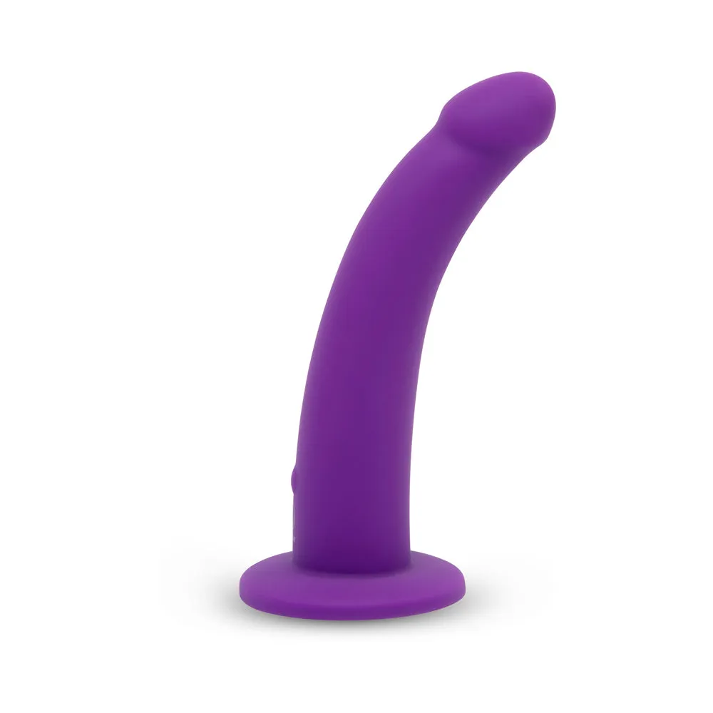 Together Tilt 6.5 in. Silicone Dildo and Harness Set Purple