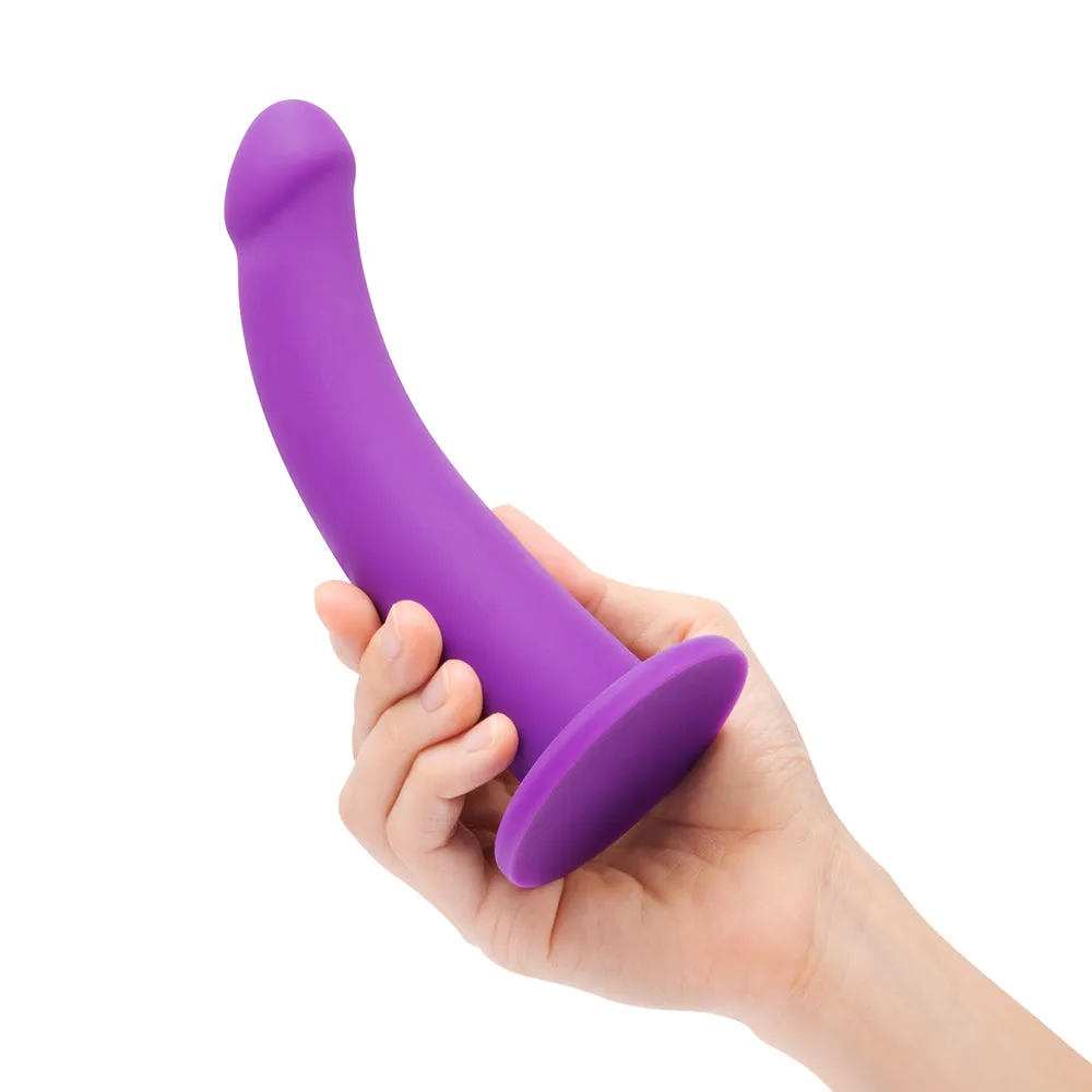 Together Tilt 6.5 in. Silicone Dildo and Harness Set Purple