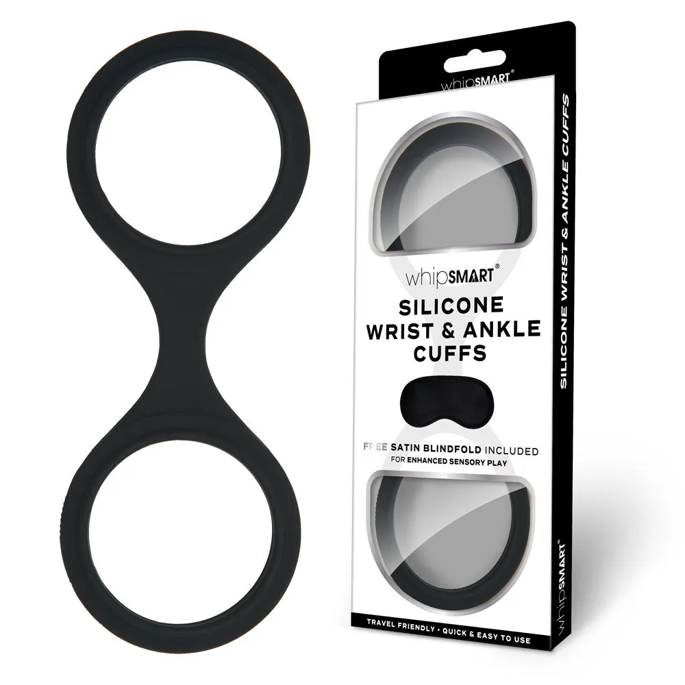 WhipSmart Silicone Wrist & Ankle Cuffs BDSM Handcuffs Bondage Black
