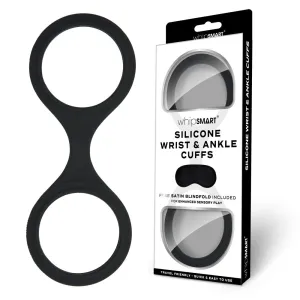 WhipSmart Silicone Wrist & Ankle Cuffs BDSM Handcuffs Bondage Black